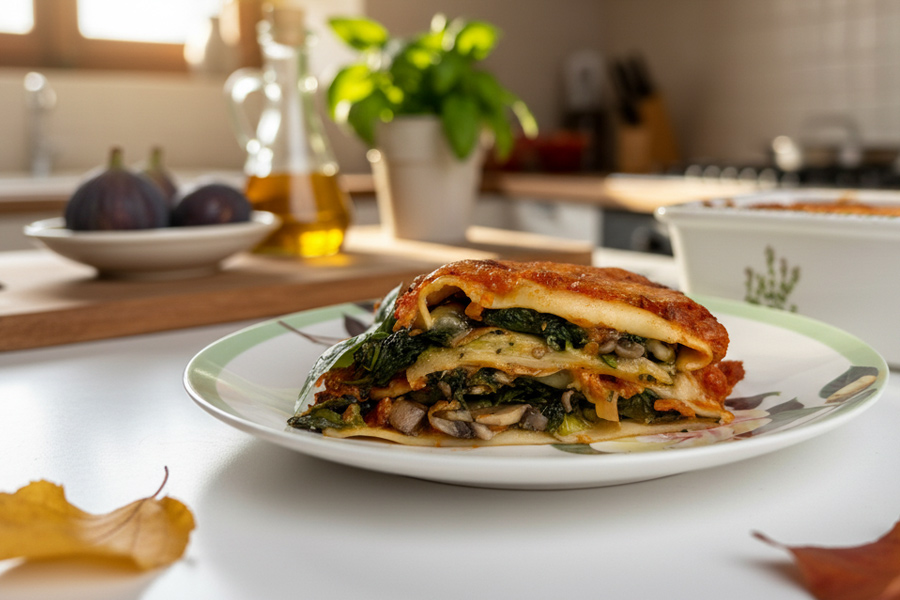 Wegetariańska lasagne ze szpinakiem