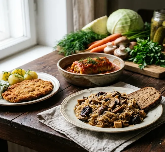 Wegańskie polskie klasyki: bigos, gołąbki, schabowy